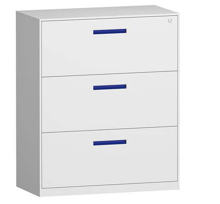 SPCC Material Lateral 3 Drawer Filing Cabinet Office Knocked Down 1085mm Height
