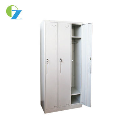 900mm Width Steel Office Lockers Furniture 3 Door With Green Steel Handle